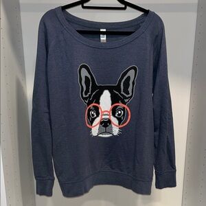 Dog Graphic Sweatshirt - Navy Blue